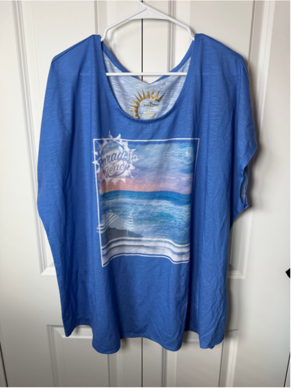 Sun Bay Blue Paradise Beach Short Sleeve Tee 3X